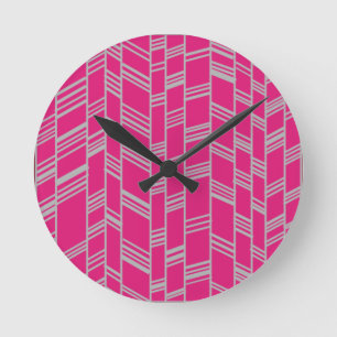 Horloge Ronde Lignes Art Déco Fuchsia