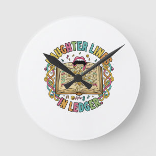 Horloge Ronde Lignes de rire dans le grand livre – T-shirt humou
