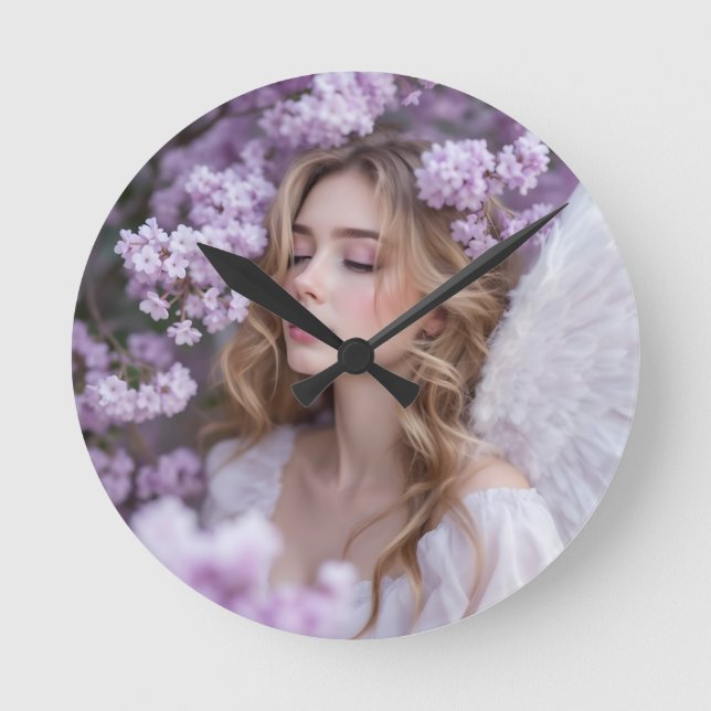 Horloge Ronde Lilac Dreams - Serene Spring Angel (Recto)