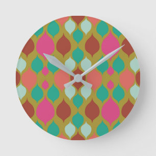 Horloge Ronde Lime moderne du milieu du siècle géométrique 