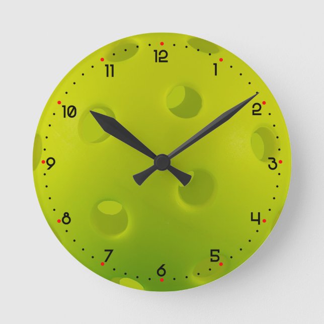Horloge Ronde Lime vert réel pickball 24 heures sur 24 (Recto)