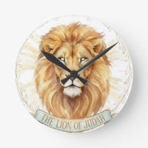 Lion of Judah Biblical Watercolor Wall Clock