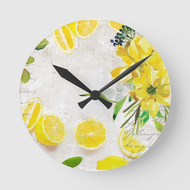Horloge Ronde Listeux citrons (Recto)