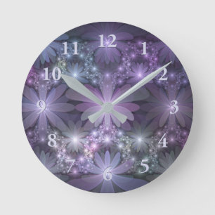 Horloge Ronde Lit de fleurs Art Fractal Abstrait tendance brilla