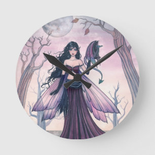Horloge Ronde Little Beast Purple Fairy and Dragon Imaginaire Ar