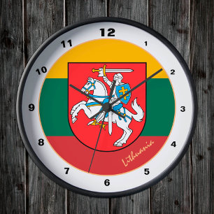 Horloge Ronde Lituanie Chevalier & Drapeau lituanien Élégant