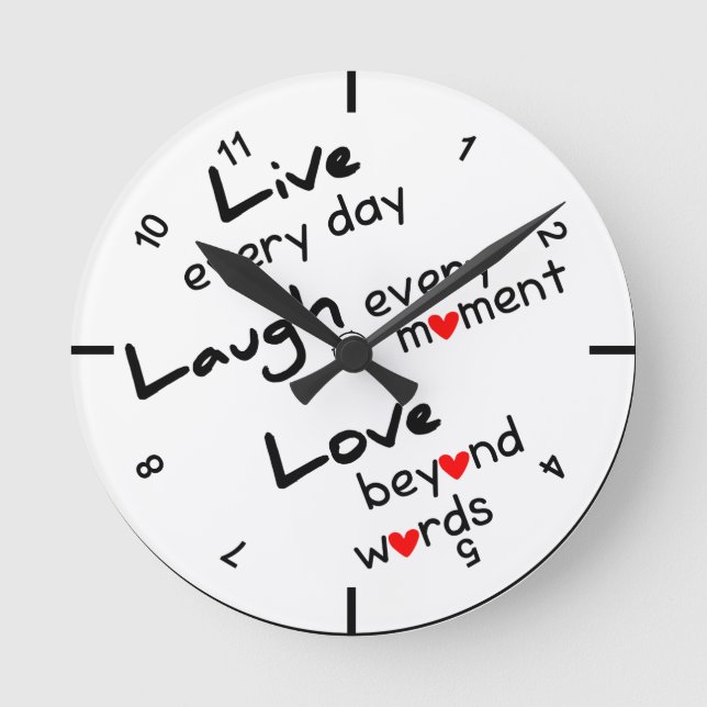 Horloge Ronde Live, Laugh, Love Design Wall clock (Recto)