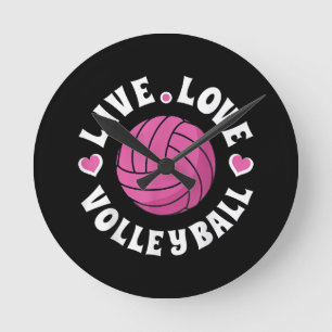 Horloge Ronde Live Love Volleyball Pour Femmes Filles Volleyball