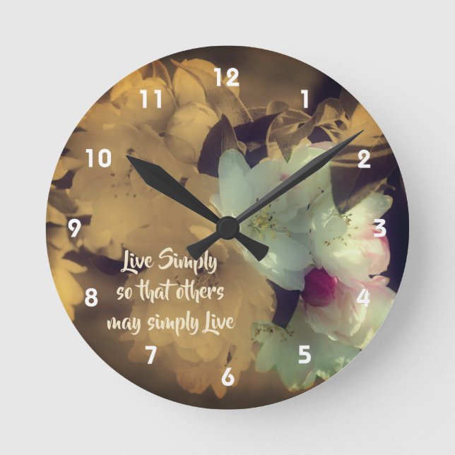 Horloge Ronde Live Simply Blossoms Mots Inspirants (Recto)