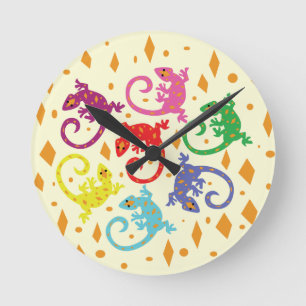 Horloge Ronde Lizards colorés