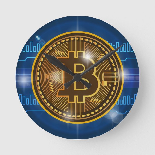 Horloge Ronde Logo de Bitcoin et conception frais de graphique (Recto)
