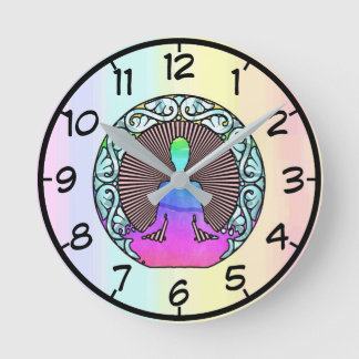 HORLOGE RONDE LOGO DE RADIATIONS DE YOGA CIRCLE AURA