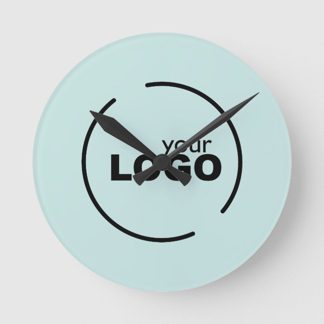 Horloge Ronde Logo d'entreprise moderne clair Turquoise (Recto)