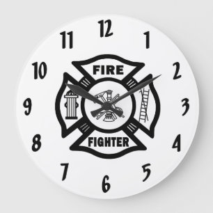 Horloge Ronde Logo maltais de lutte contre les incendies Grande 