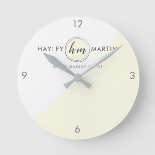 Horloge Ronde Logo personnalisé de style monographique jaune Bus