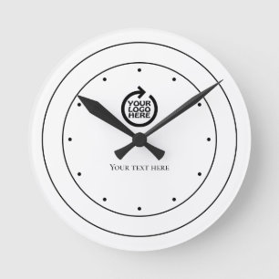 Horloge Ronde Logo Personnalisé Noir Blanc