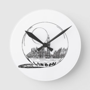 Horloge Ronde Londres dans une boule de verre.