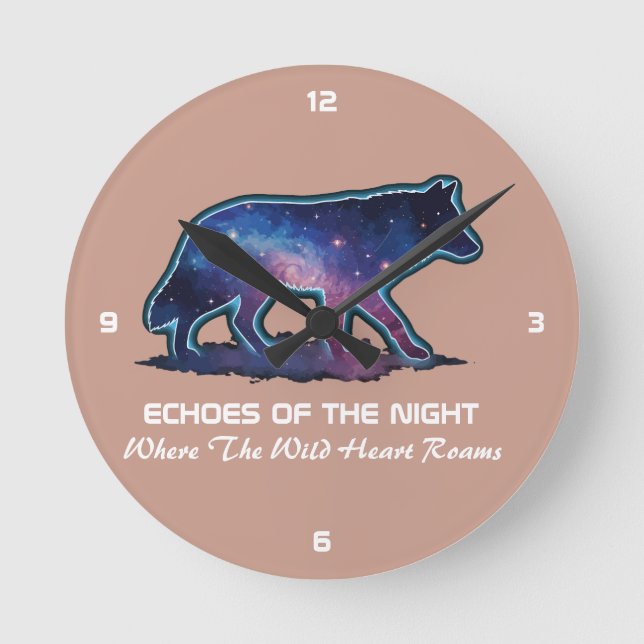 Horloge Ronde Lone Galaxy Wolf Silhouette (Echoes of the night)- (Recto)