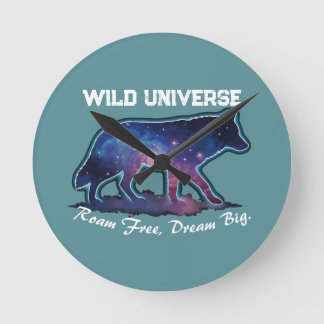 Horloge Ronde Lone Galaxy Wolf Silhouette - wild (NO NUMBERS)