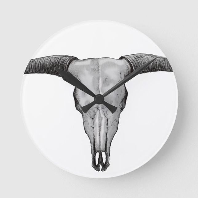 Horloge Ronde Longhorn Skull (Recto)
