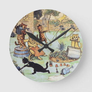 Horloge Ronde Louis blême - jardiniers de chat