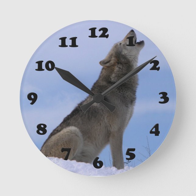 Horloge Ronde Loup de bois de construction d'Alaska (Recto)