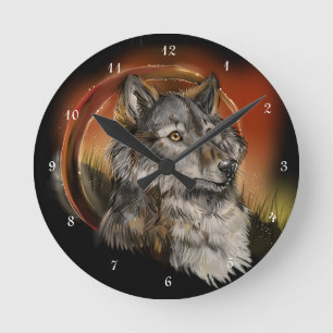 Horloge Ronde Loup de l'Or
