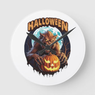 Horloge Ronde Loup-garou d'Halloween