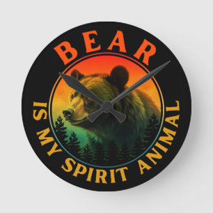 Horloge Ronde L'ours est mon animal spirituel