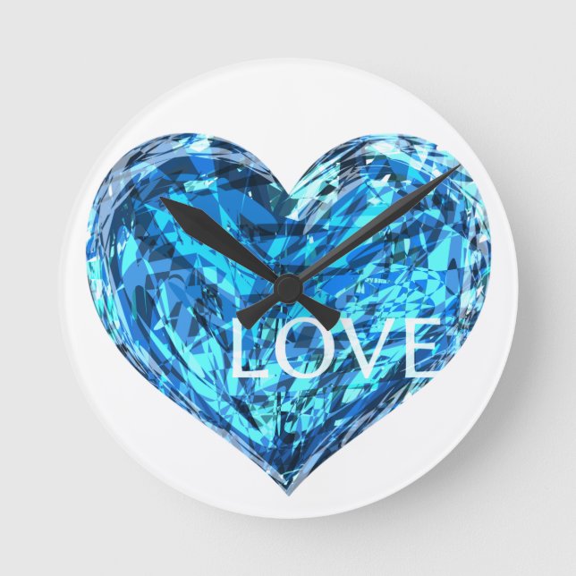 Horloge Ronde LOVE COEUR bleu clair (Recto)
