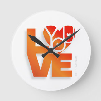 Horloge Ronde Love You Clock by Lover's Heart® Designs