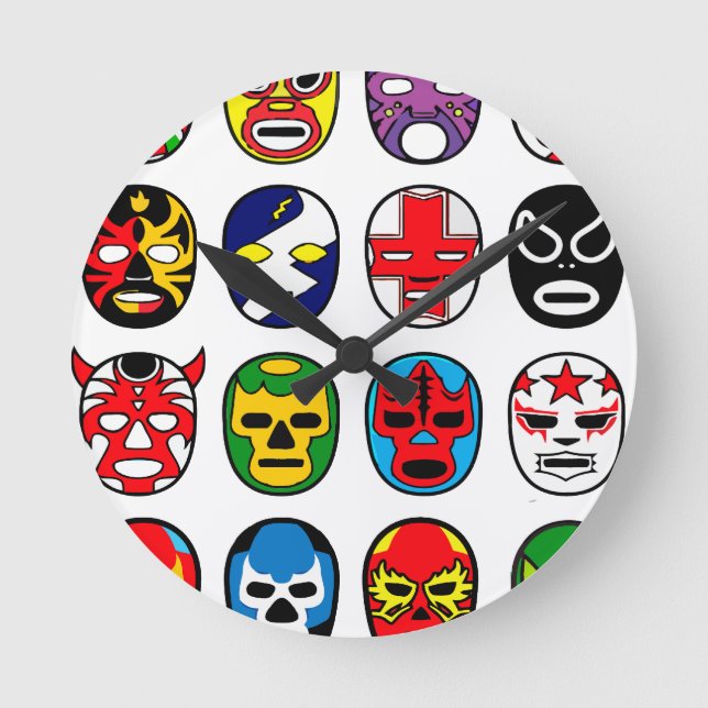 Horloge Ronde Lucha Libre Luchador Masques de lutte mexicaine (Recto)