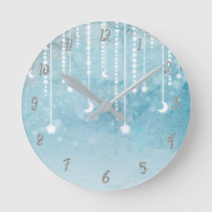 Horloge Ronde Lueur céleste bleue de lune Chambre de nurserie Pe