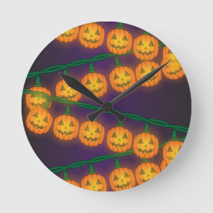 Horloge Ronde Lumières de Citrouille