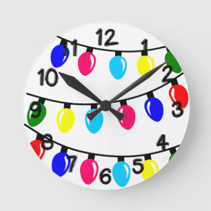 Horloge Ronde Lumières de Noël