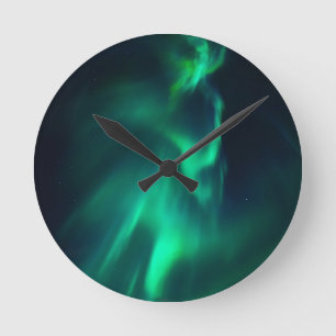 Horloge Ronde Lumières du Nord Aurora Vert
