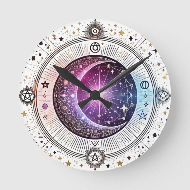 Horloge Ronde Lune astrologique zodiaque (Recto)