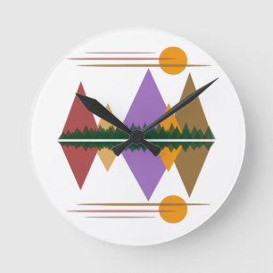 Horloge Ronde Lune Au-Dessus Des Montagnes #4