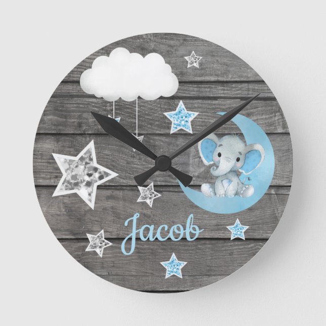 Horloge Ronde Lune, nuage Mur Horloge, Arrondi, Moyen (Recto)