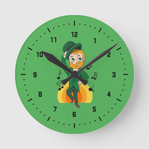 Horloge Ronde Lutins dansants, dessin animé de la Saint-Patrick