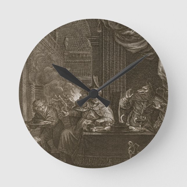 Horloge Ronde Lycaon métamorphosé en loup, 1731 (gravure) (Recto)