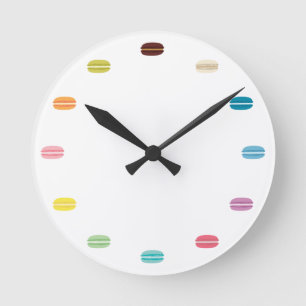 Horloge Ronde Macarons arc-en-ciel