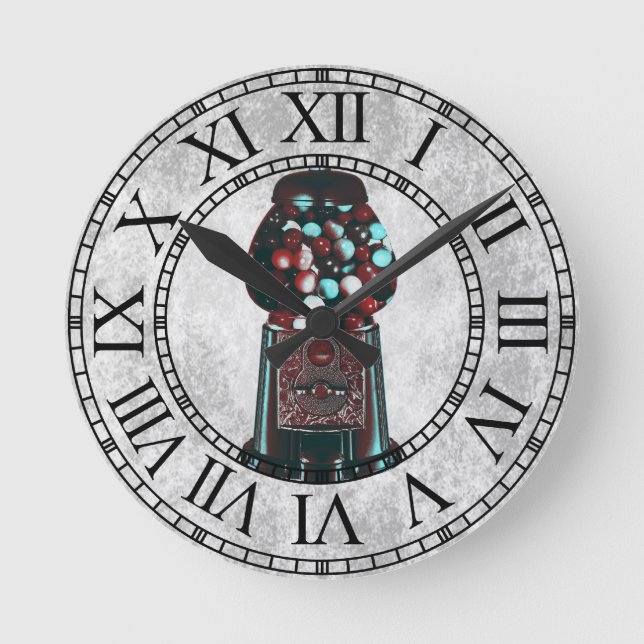 Horloge Ronde Machine de gumball rétro (Recto)