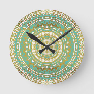 Horloge Ronde Madala de bleu et d'or