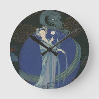 Madame avec un dragon (litho de couleur)