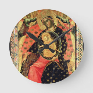 Horloge Ronde Madonna et enfant couronnés avec deux personnes
