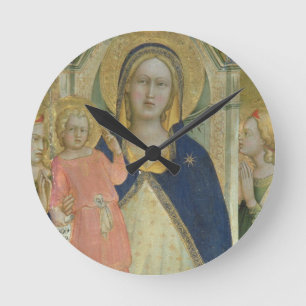 Horloge Ronde Madonna et l'enfant couronnés avec des saints,