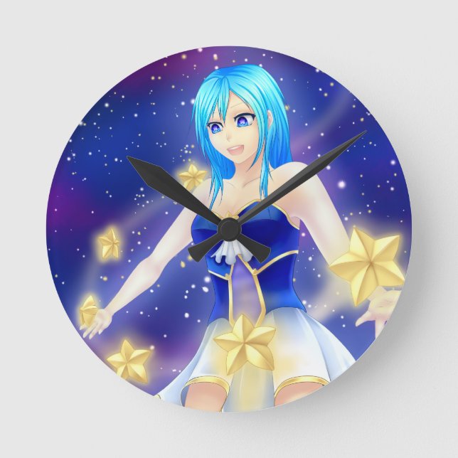 Horloge Ronde Magical anime star girl (Recto)