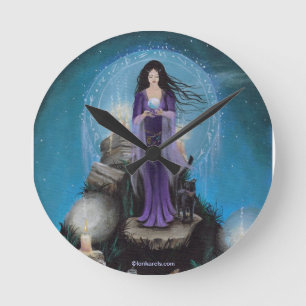 Horloge Ronde Magical Witch Wall Clock art of Lori Karels