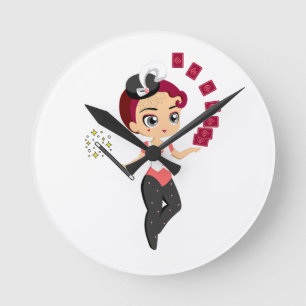Horloge Ronde Magnétiseuse Féminine Chibi Mignonne Réalisant de